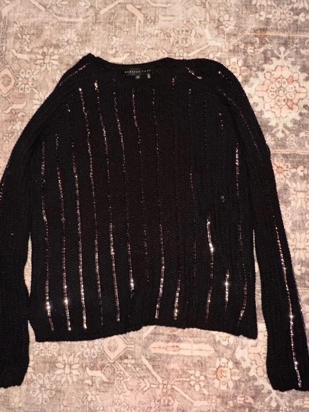 Endless Rose Sequins Sweater Top Black XS